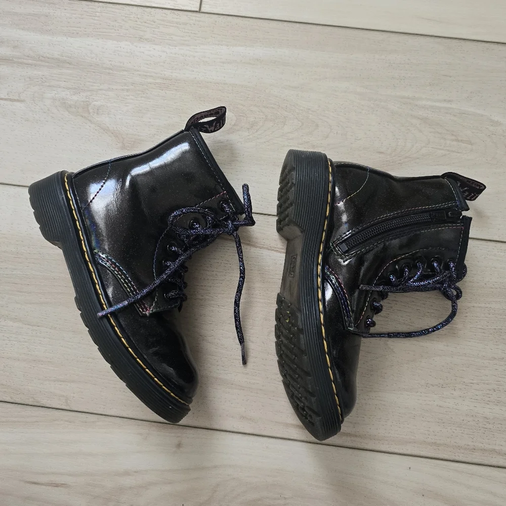 Dr. Martens Junior 1460 Sparkle Rays Lace Up Boots in Black